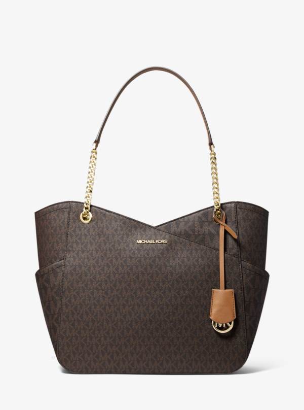 Damske Taška Cez Rameno Michael Kors Jet Set Large Logo Hnede - Kabelky Michael Kors Outlet | PTVIS-6249